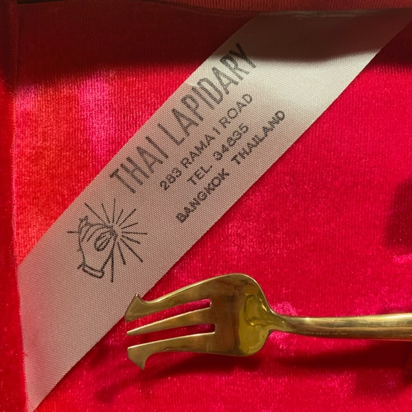 Thai Lapidary Dining 96s Vintage Bronze And Rosewood Thai Flatware